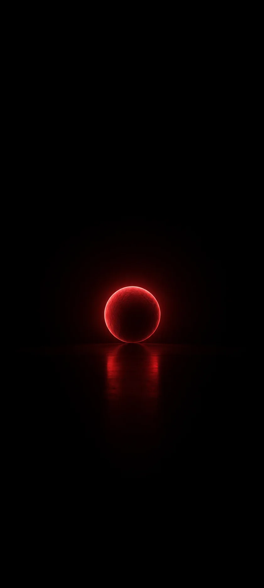Glowing Red Sphere Dark Reflection