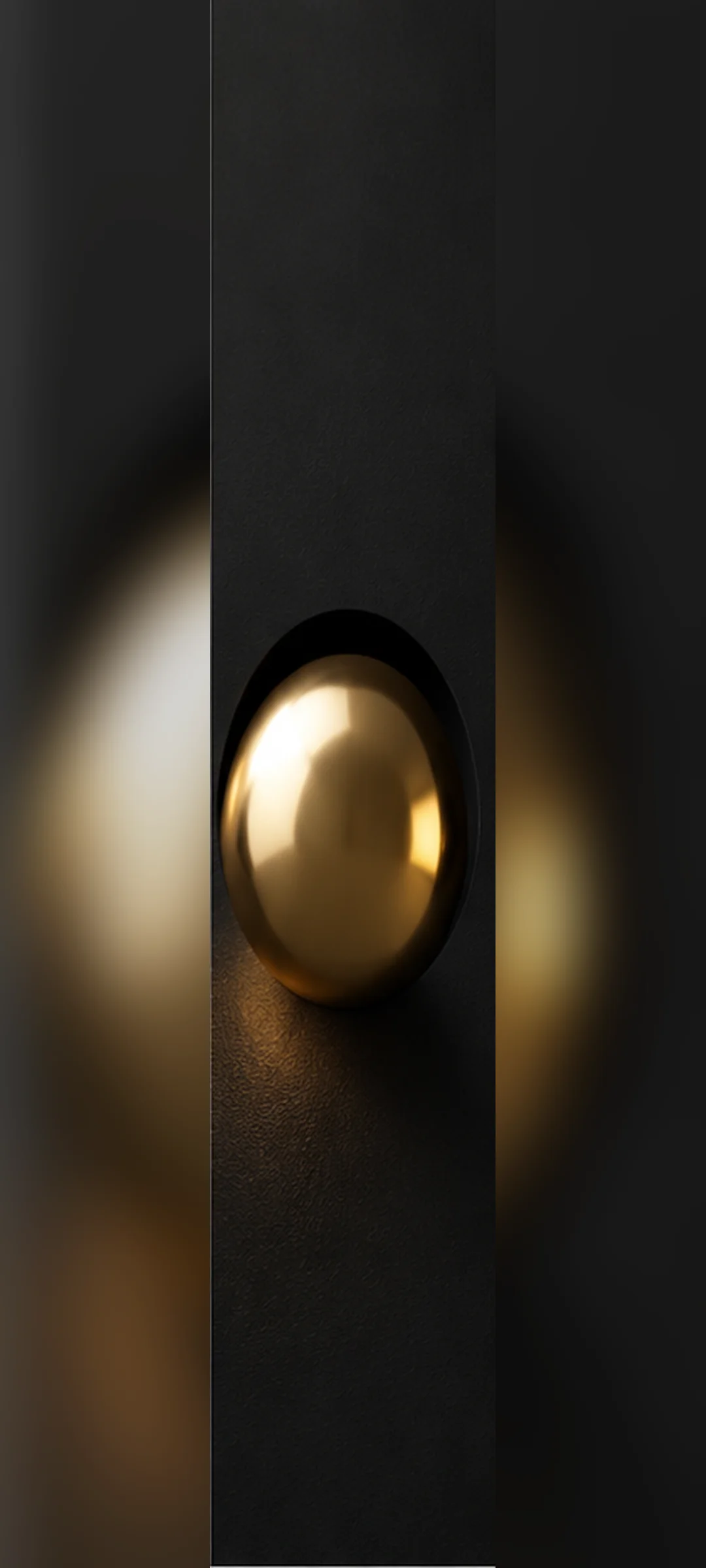 Gold Sphere Black Wall