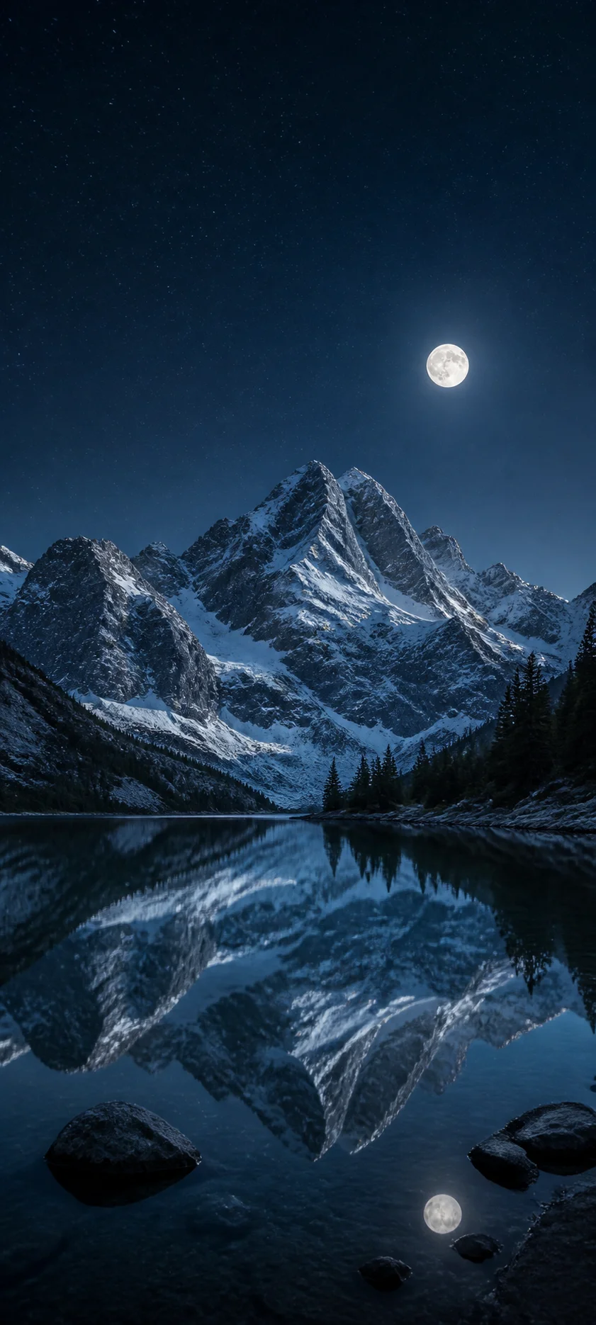 Moonlit Alpine Reflection