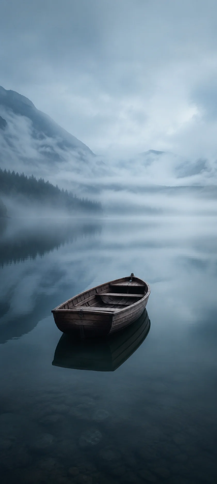 Foggy Lake Rowboat