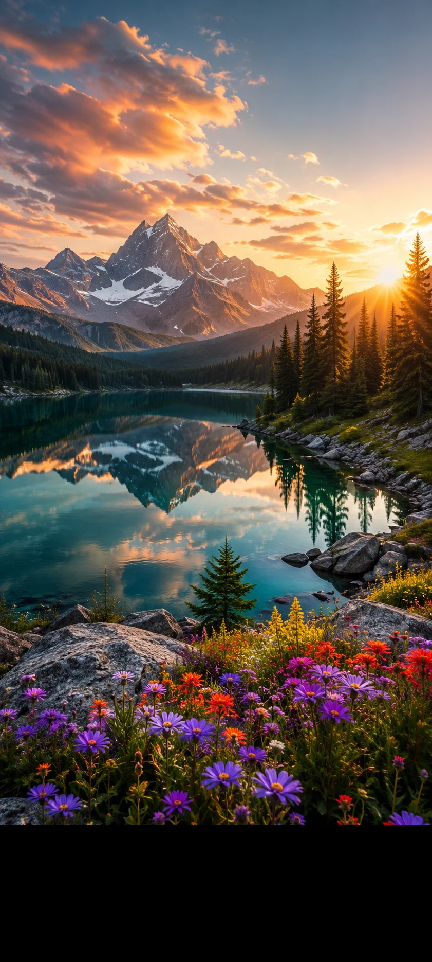 Mountain Peak Sunrise Lake