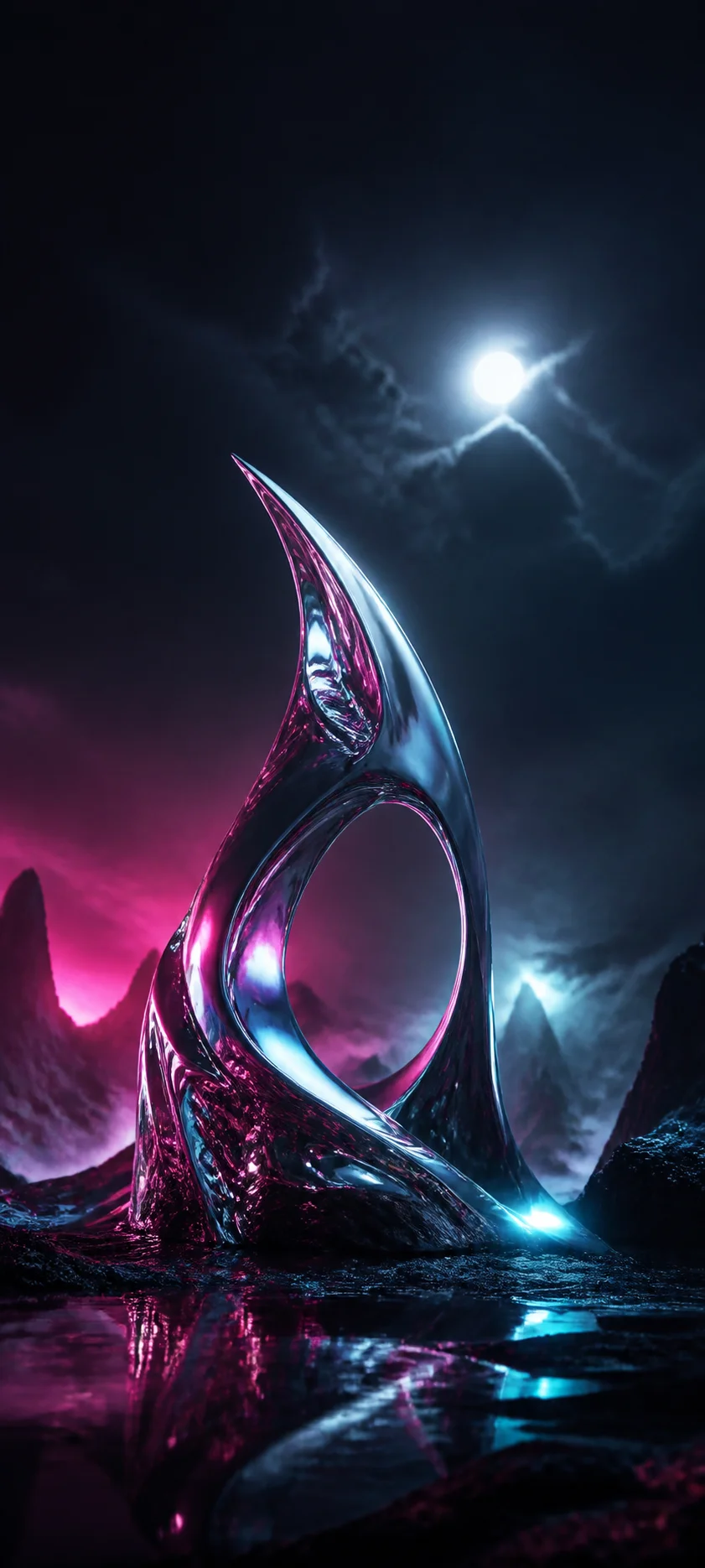 Moonlit Realm Neon Chrome