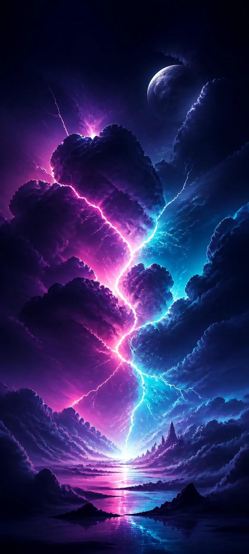 Moonlit Realm Neon Storm