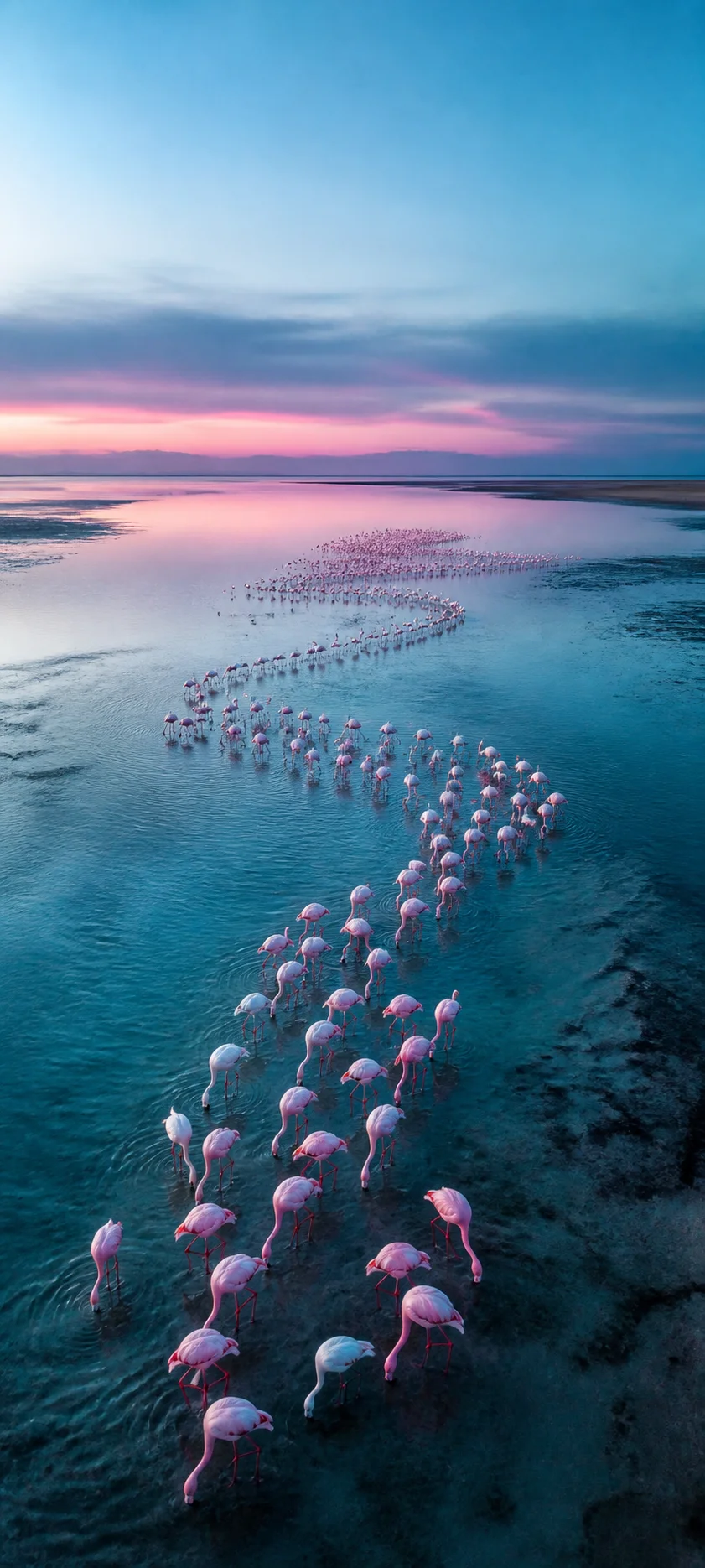 Blue Hour Flamingo Pattern