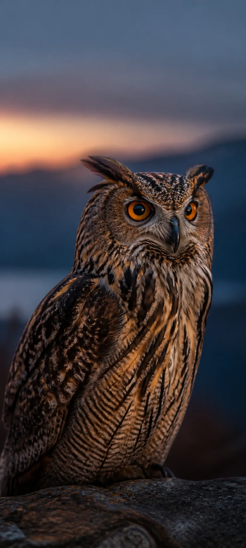 Blue Hour Owl Closeup