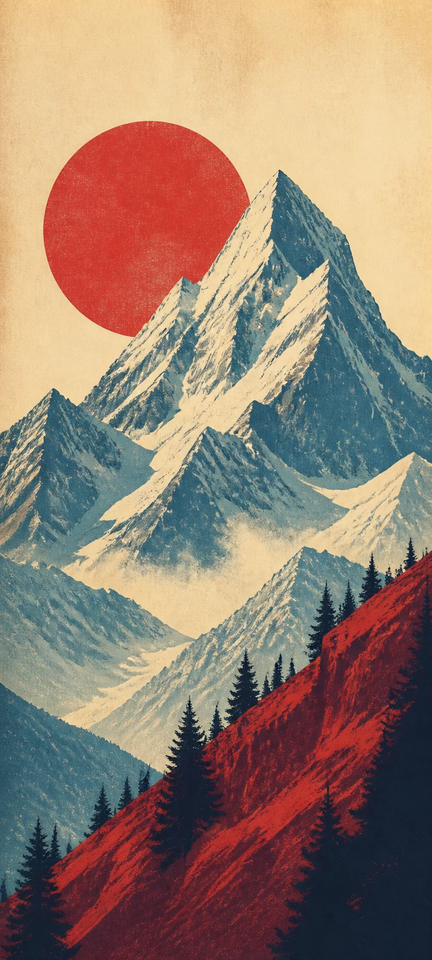 Authentic Print Travel Poster Alps
