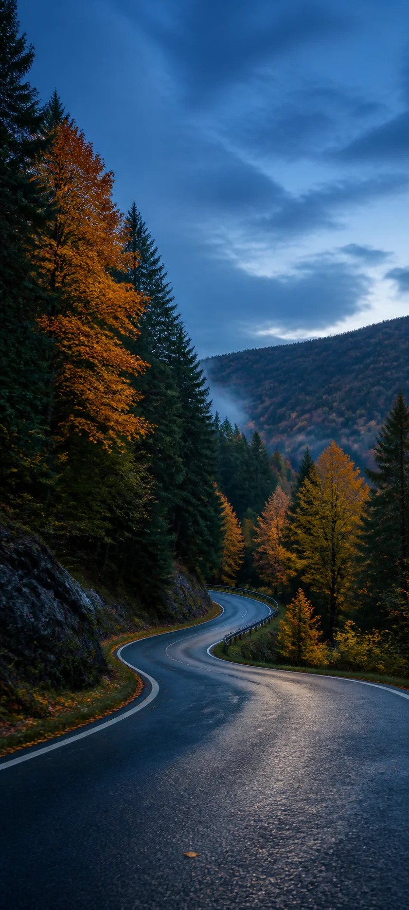 Blue Hour Early Autumn Road