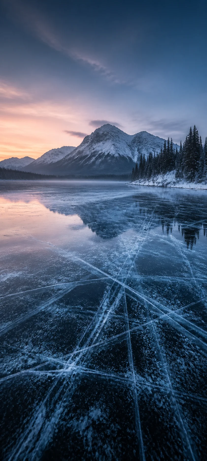 Cinematic Dawn Frozen Lake