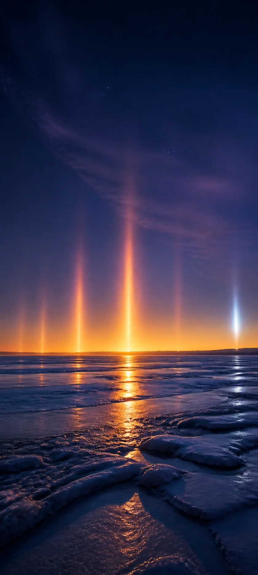 Blue Hour Sun Pillars