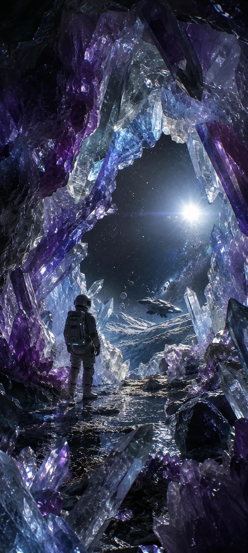 Astronaut in Crystal Geode Cave