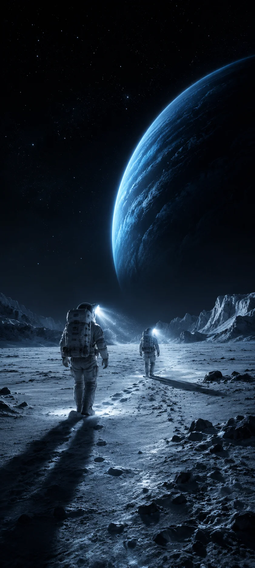 Astronauts Exploring Ice Moon