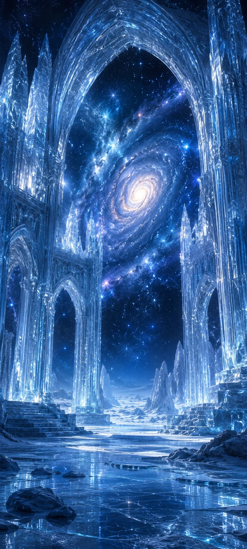 Crystal Ice Cathedral & Spiral Galaxy