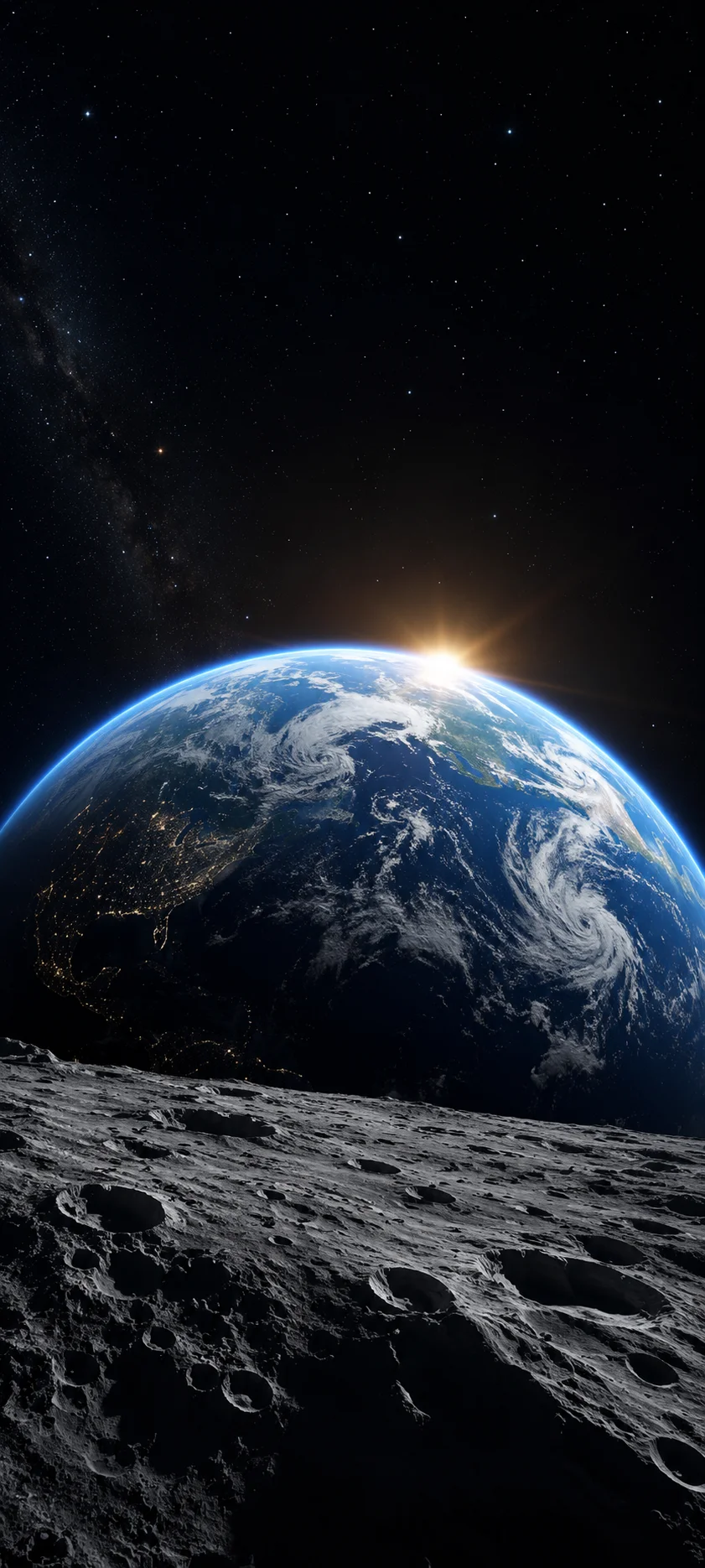 Earthrise from Lunar Surface