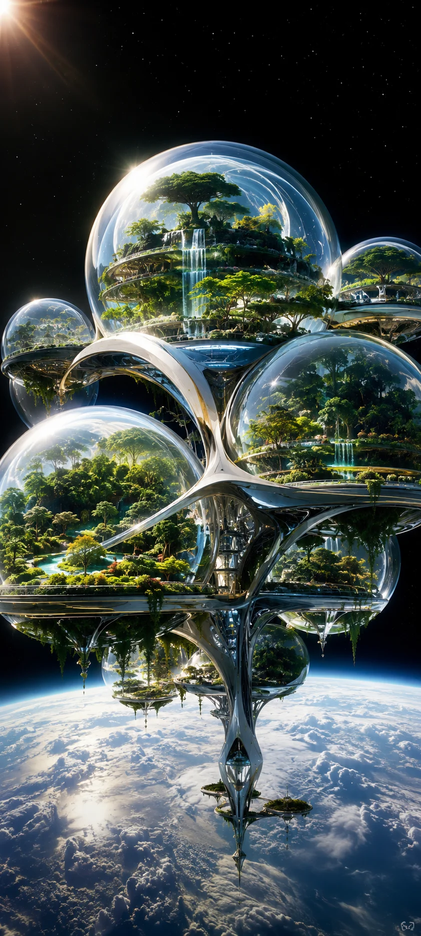 Floating Biosphere Domes over Earth