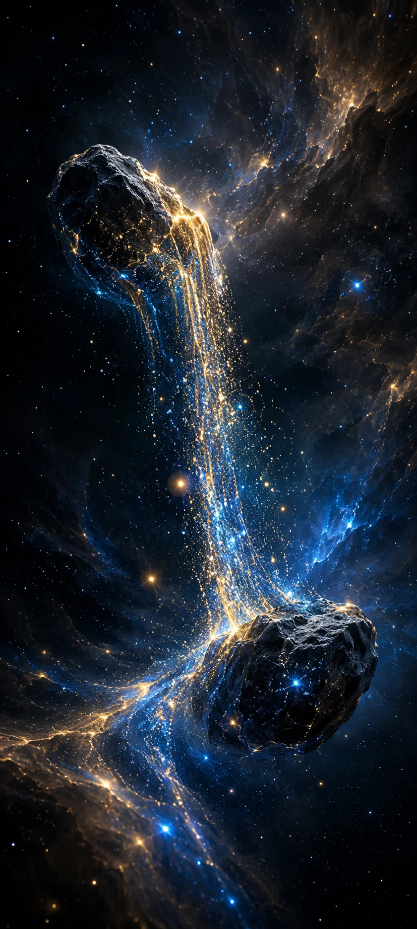 Stardust Waterfall between Asteroids
