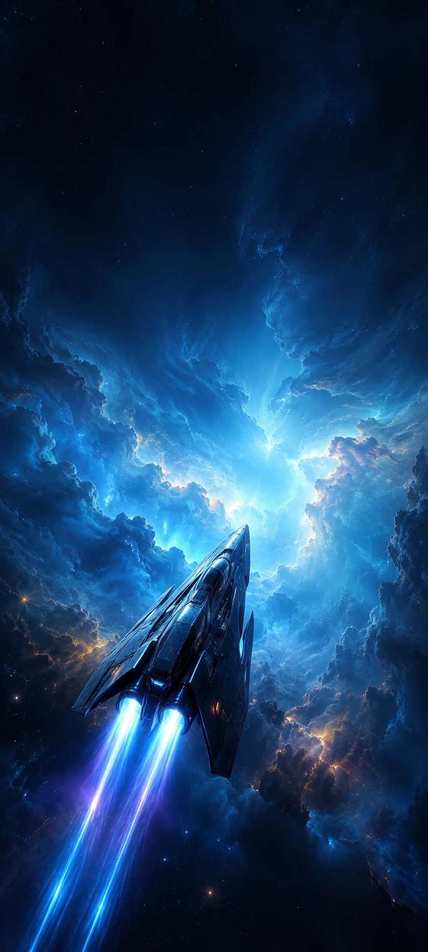 Starship Warp Drive Blue Nebula