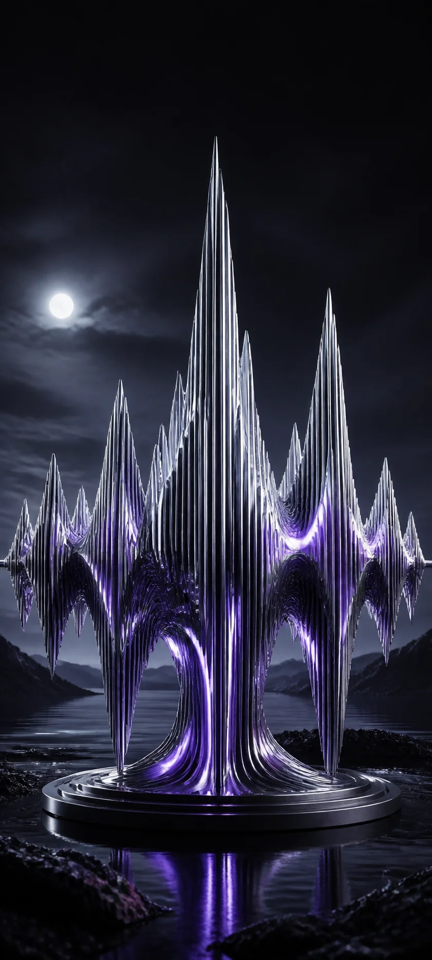 Moonlit Realm Waveform Sculpture