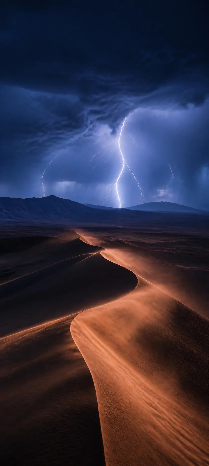 Blue Hour Desert Lightning