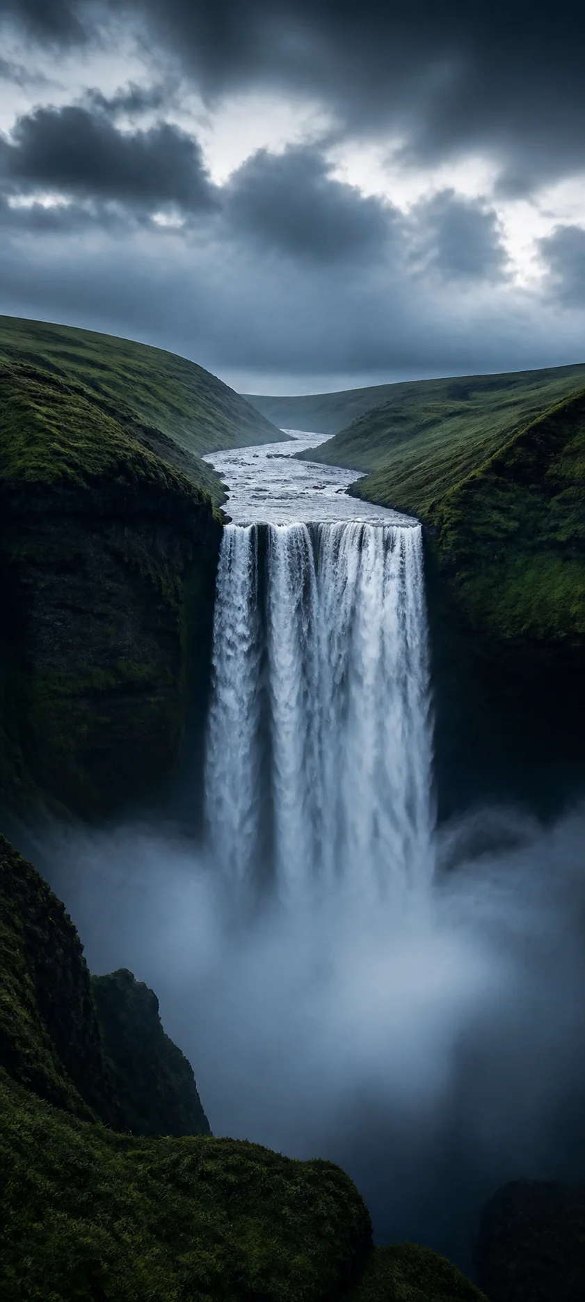 Blue Hour Misty Waterfall