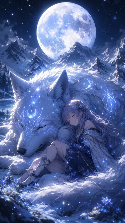 Celestial Wolf Winter Moon