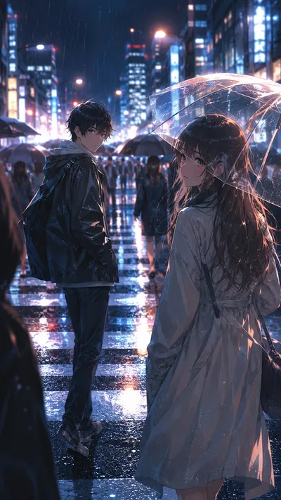 Crosswalk Rain First Meeting