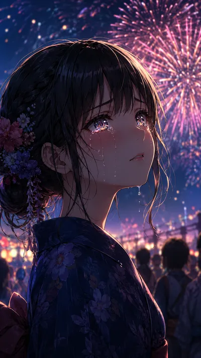 Fireworks Tears Festival Girl