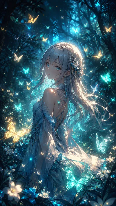 Glowing Butterflies Forest Maiden