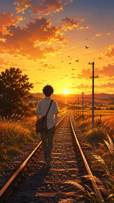 Railway Tracks Sunset Walk