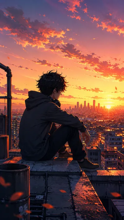 Rooftop Ledge City Sunset