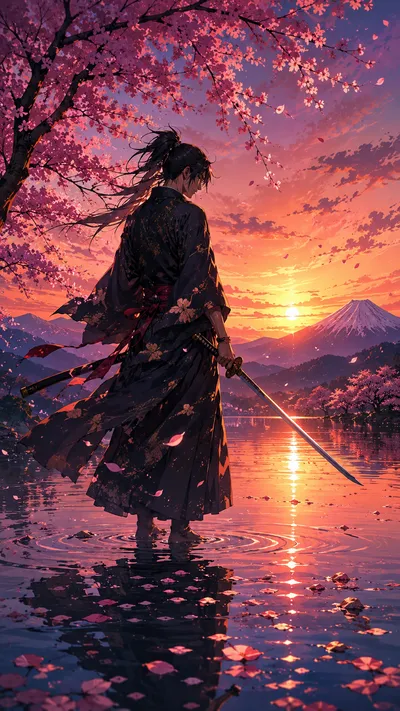 Sakura Samurai Fuji Sunset