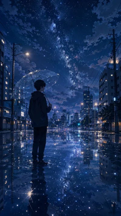 Starry Street Reflection Umbrella