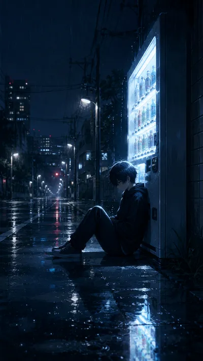 Vending Machine Rain Night