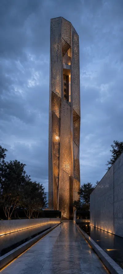 Blue Hour Bronze Tower