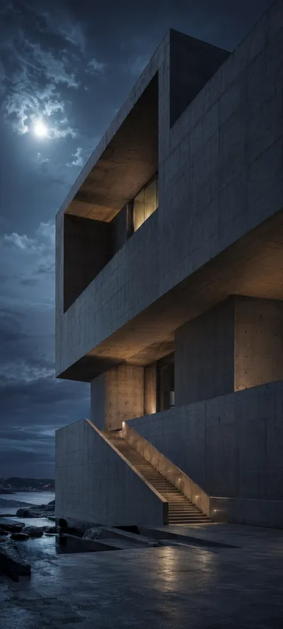 Blue Hour Brutalist Museum