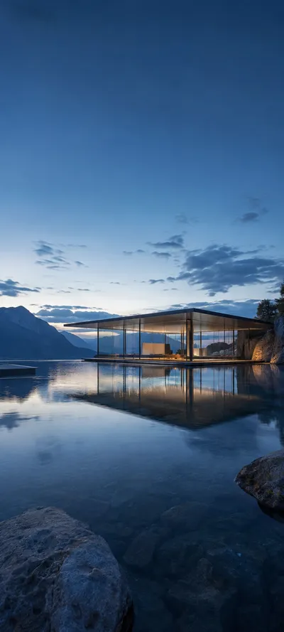 Blue Hour Glass Pavilion