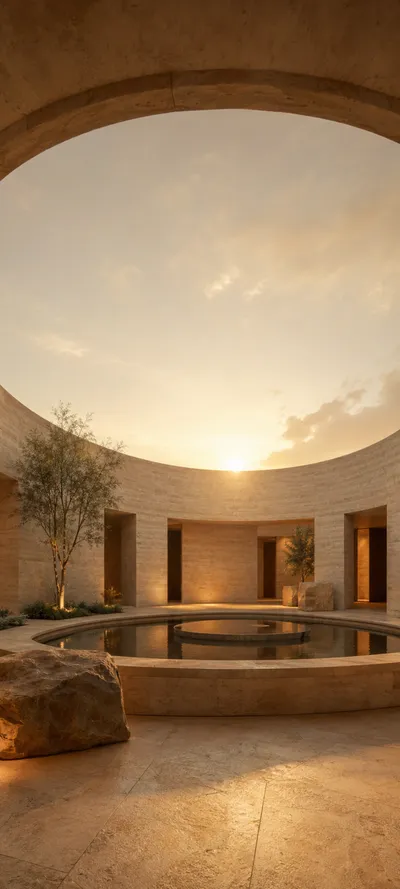 Golden Gallery Travertine Courtyard
