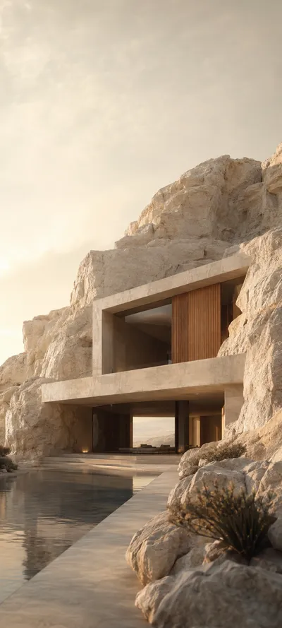 Monochrome Dawn Desert House
