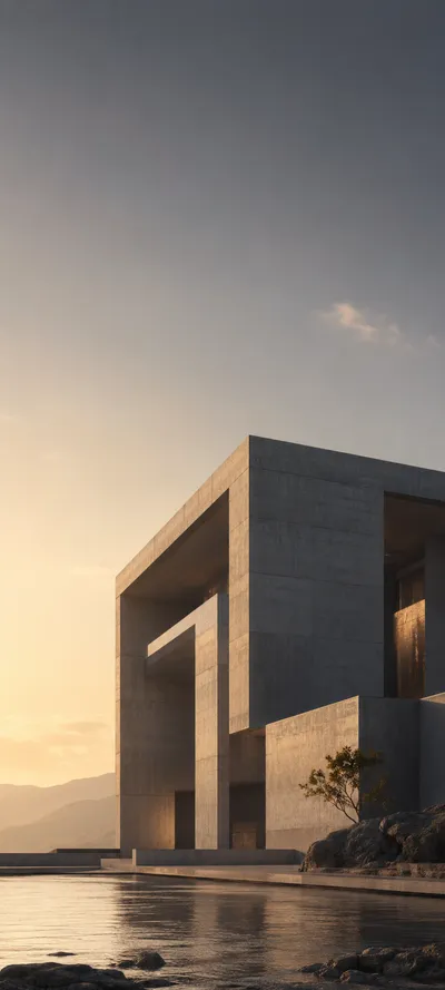 Monochrome Golden Brutalist Museum