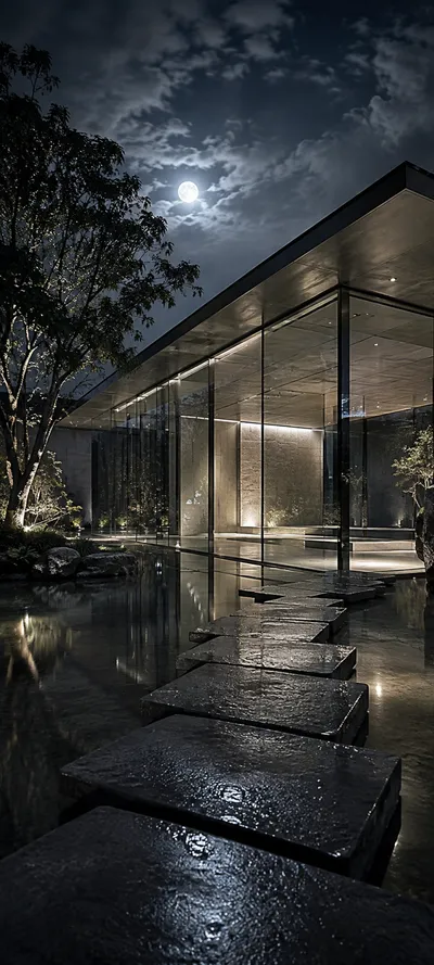 Moonlit Rain Glass Pavilion