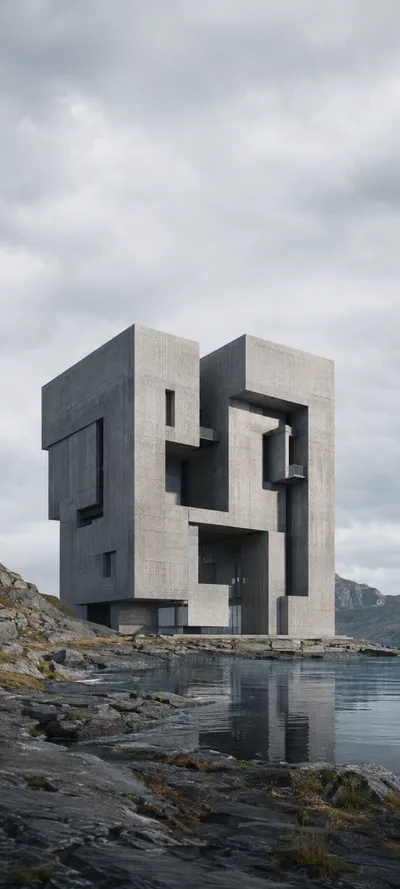 Overcast Brutalist Museum