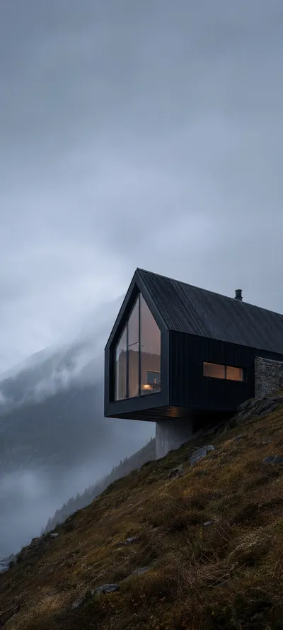 Overcast Cantilevered Timber Cabin