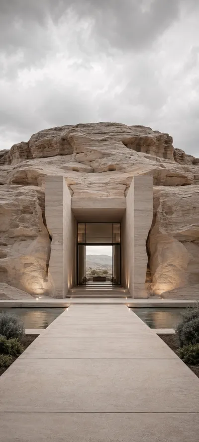 Overcast Symmetrical Desert House