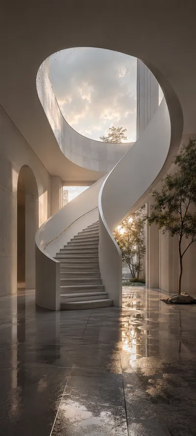 Rain Reflection Sculptural Staircase