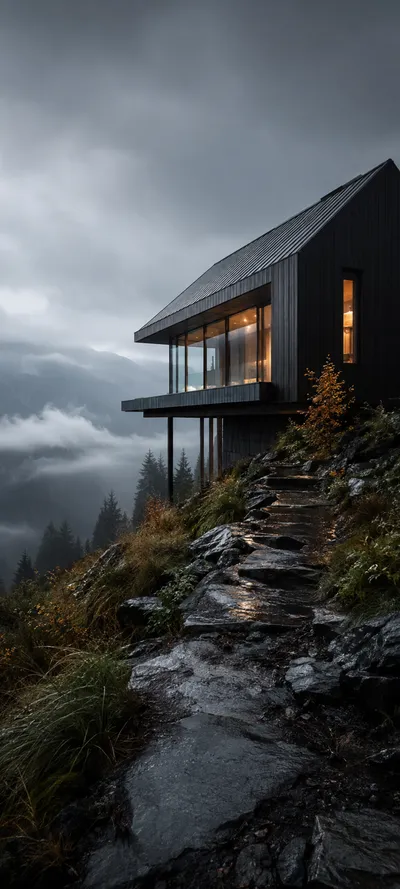 Rainwashed Elevated Timber Cabin