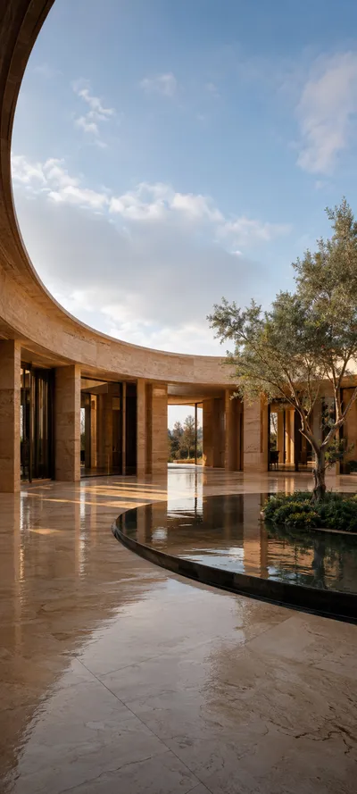 Rainwashed Travertine Courtyard