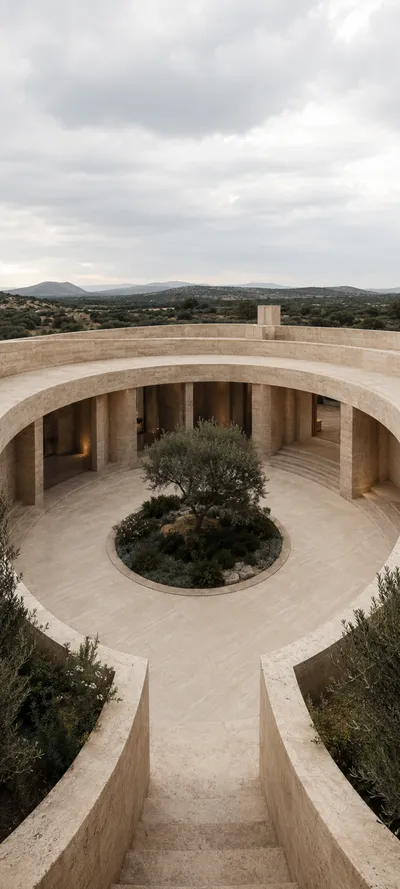 Travertine Courtyard Overcast