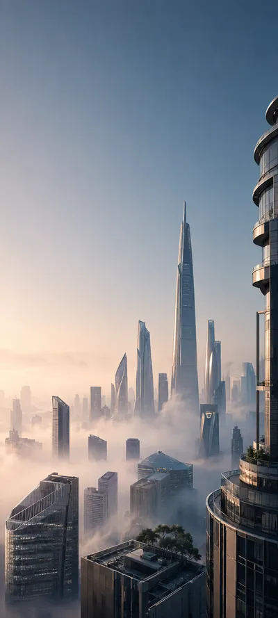 Futuristic Financial District Fog