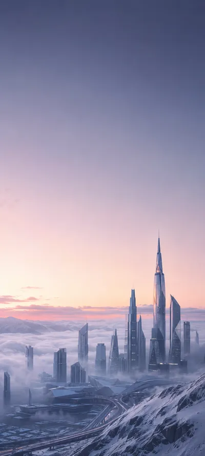 Futuristic Financial District Winter