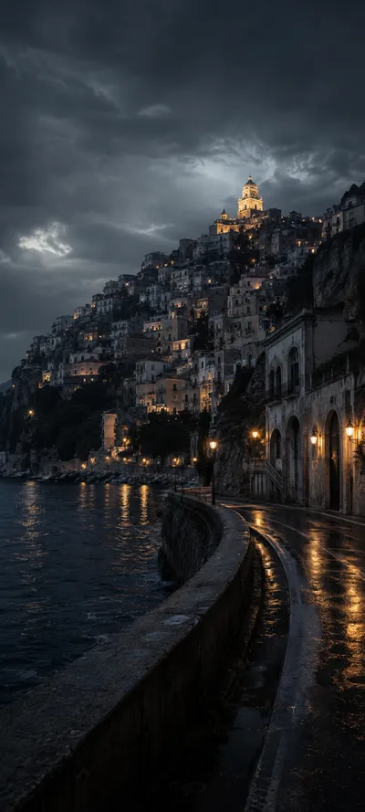 Rainlit Coastal Hills