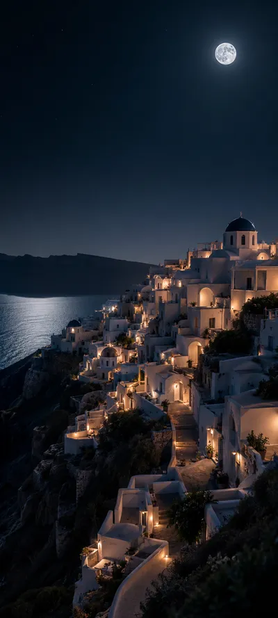 Santorini Oia Moonlit